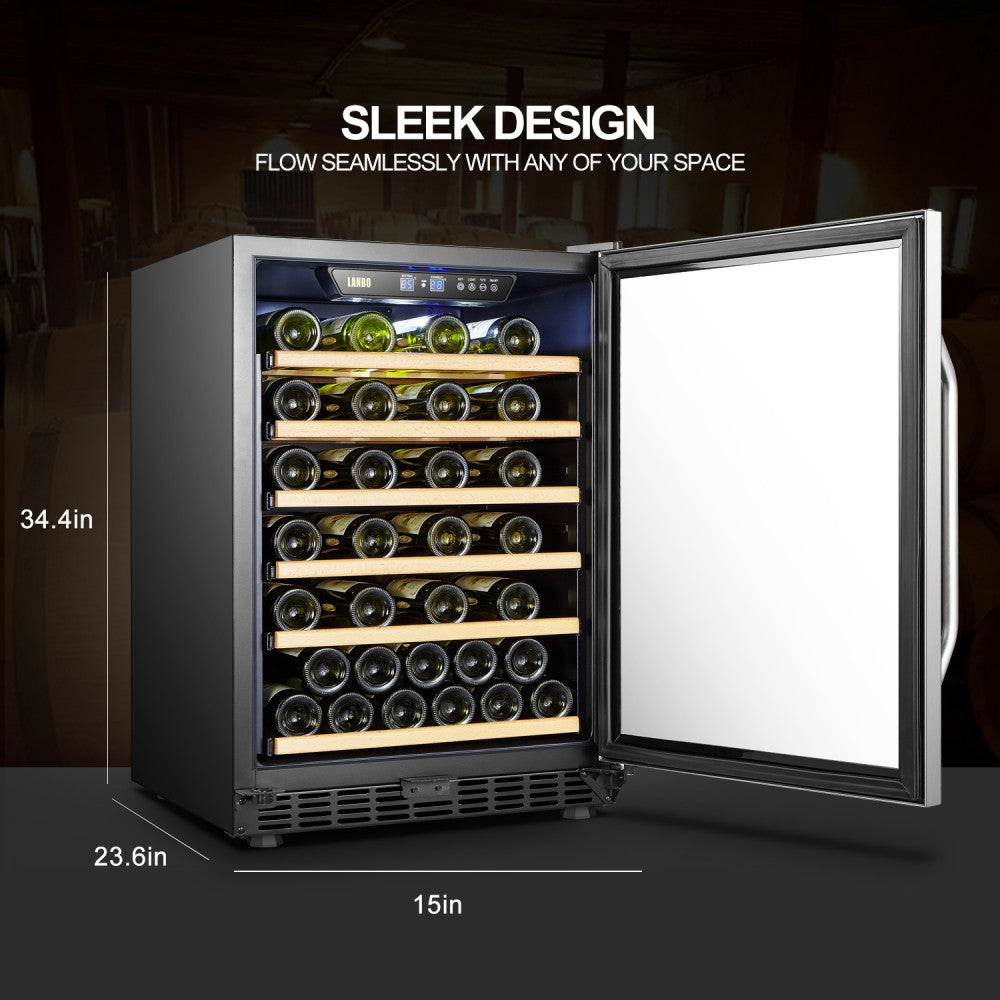 LANBO 52 BOTTLE SINGLE ZONE WINE COOLER LW52S-Wine Coolers-The Wine Cooler Club