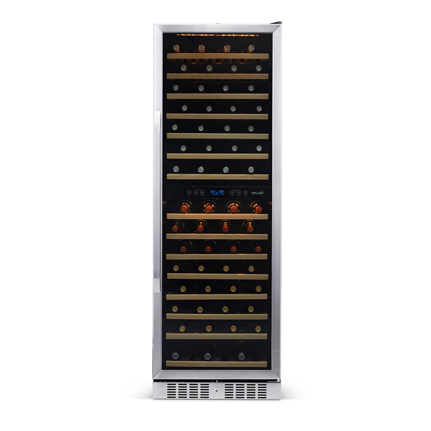 Newair 27” Built-in 160 Bottle Dual Zone Compressor Wine Fridge in Stainless Steel, Quiet Operation with Smooth Rolling Shelves AWR-1600DB-Wine Fridges-The Wine Cooler Club