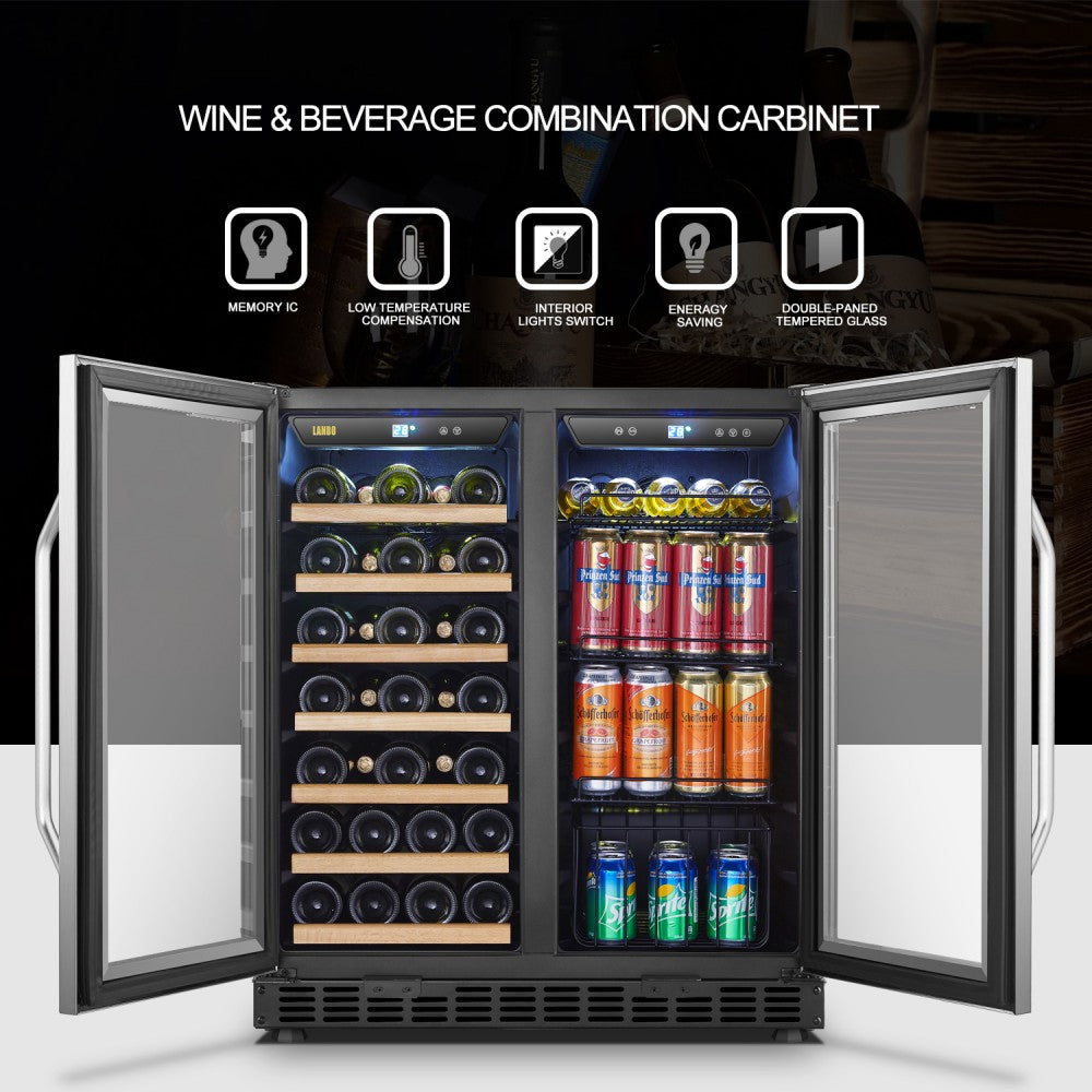 LANBO 30 INCH WINE AND BEVERAGE COOLER LW3370B-Wine Coolers-The Wine Cooler Club