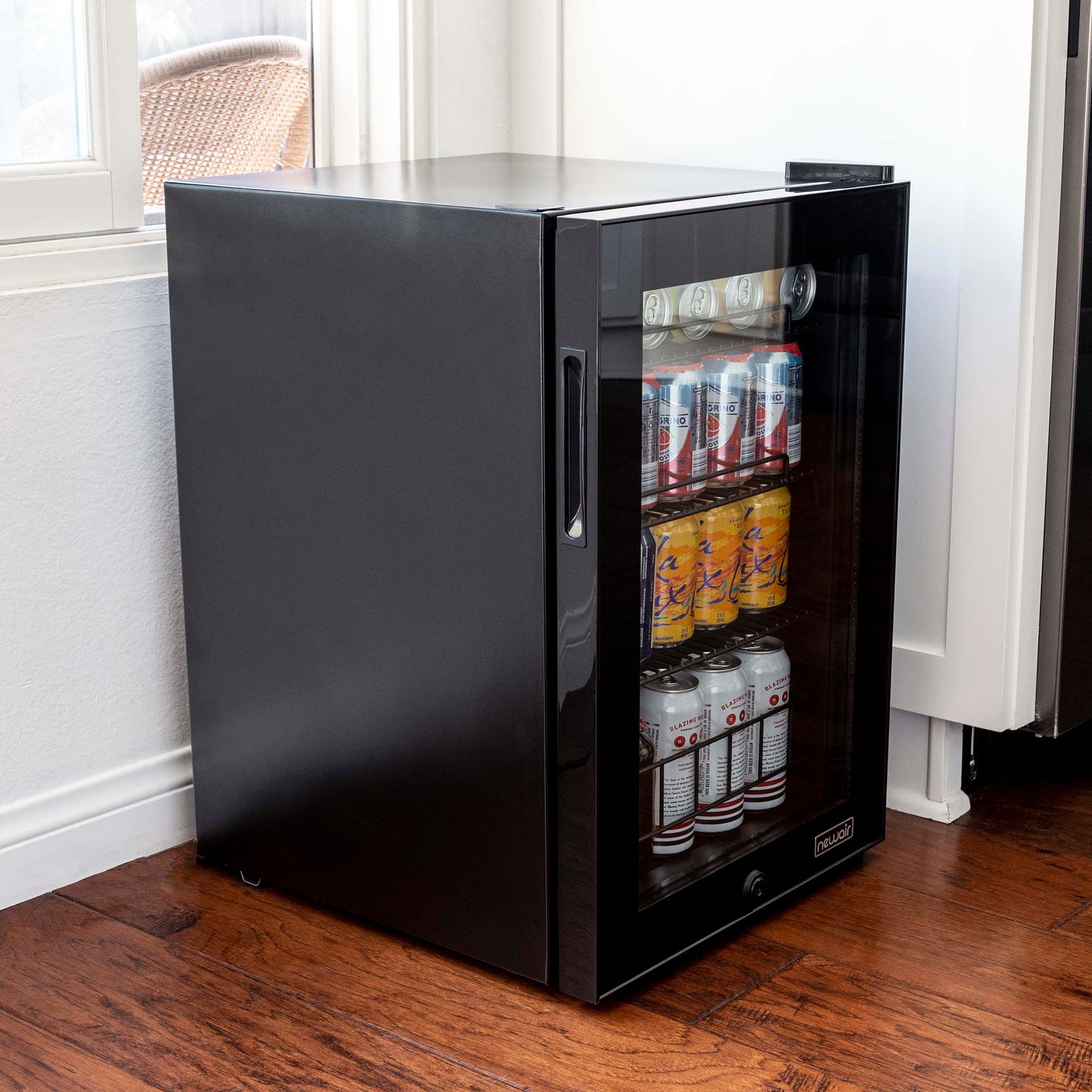 Newair 90 Can Freestanding Beverage Fridge in Onyx Black, with Adjustable Shelves and Lock AB-850B-Beverage Fridges-The Wine Cooler Club