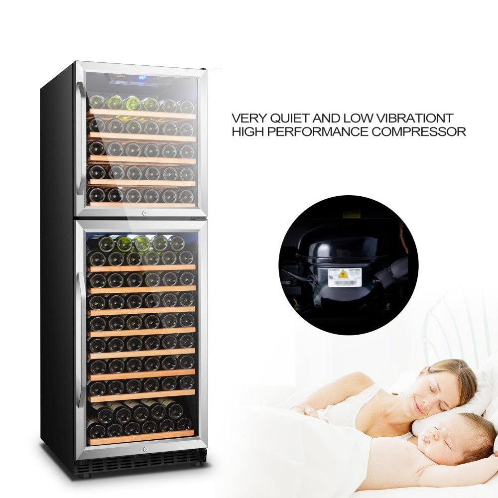 LANBO 162 BOTTLE DUAL DOOR WINE COOLER LW162DD-Wine Coolers-The Wine Cooler Club