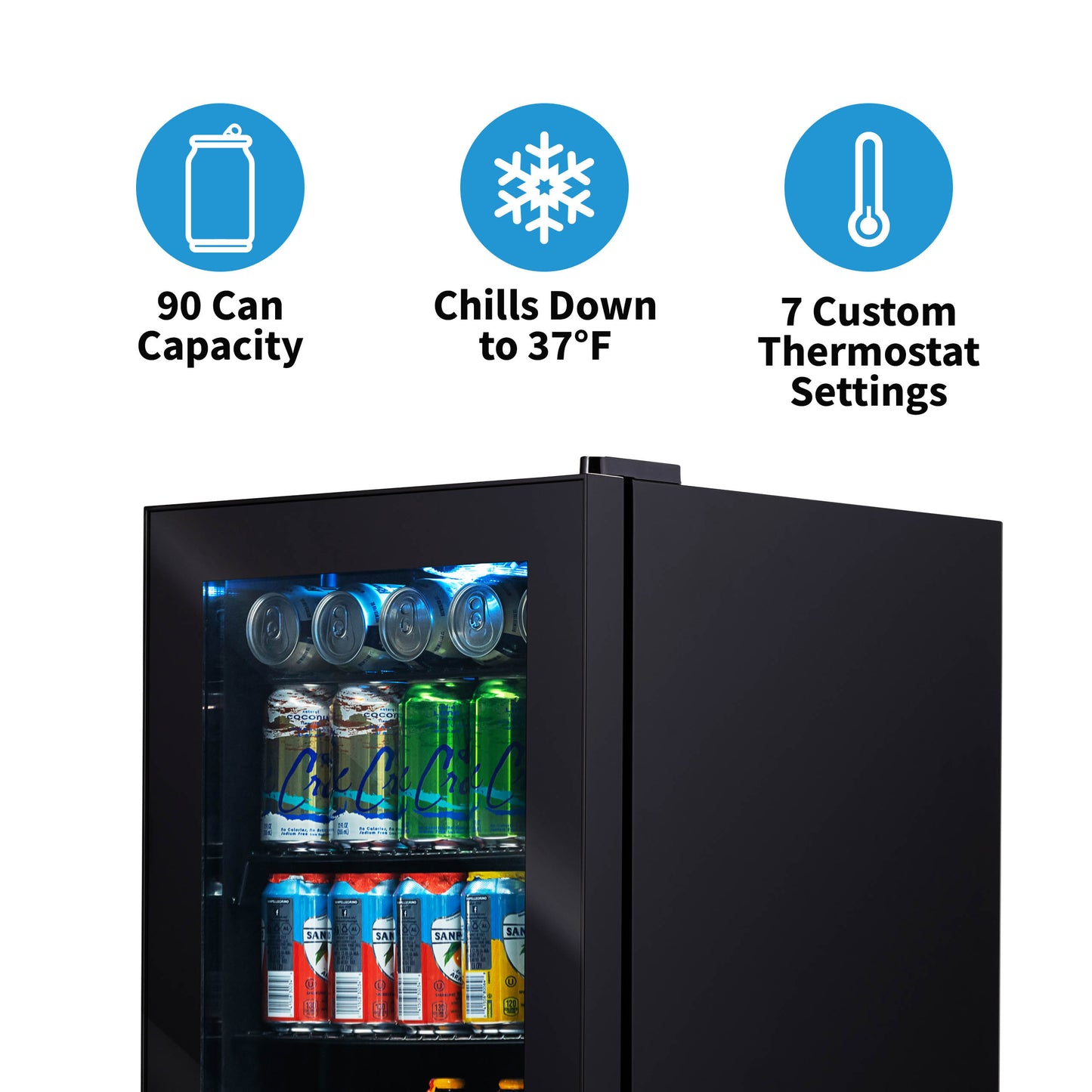 Newair 90 Can Freestanding Beverage Fridge in Onyx Black, with Adjustable Shelves and Lock AB-850B-Beverage Fridges-The Wine Cooler Club