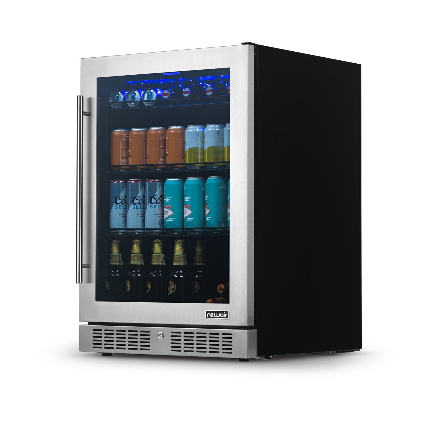 Newair 24” Built-in Premium 224 Can Beverage Fridge with Color Changing LED Lights NBC224SS00-Beverage Fridges-The Wine Cooler Club