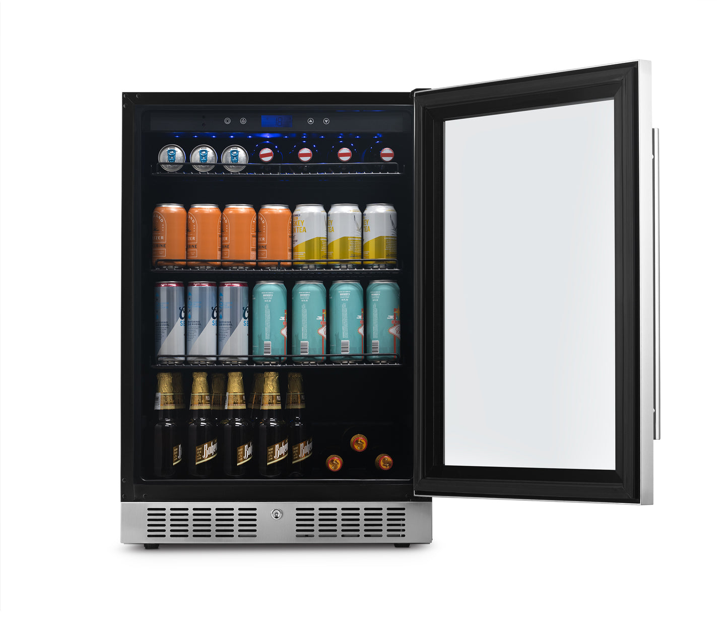 Newair 24” Built-in Premium 224 Can Beverage Fridge with Color Changing LED Lights NBC224SS00-Beverage Fridges-The Wine Cooler Club