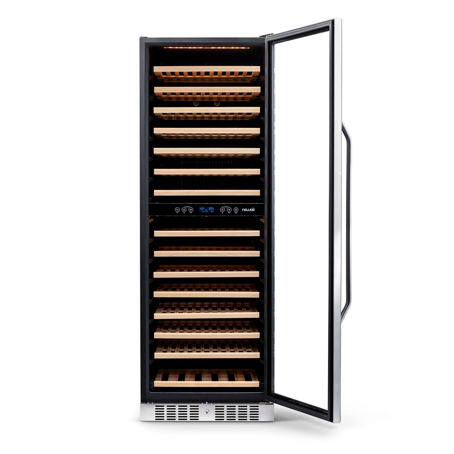 Newair 27” Built-in 160 Bottle Dual Zone Compressor Wine Fridge in Stainless Steel, Quiet Operation with Smooth Rolling Shelves AWR-1600DB-Wine Fridges-The Wine Cooler Club