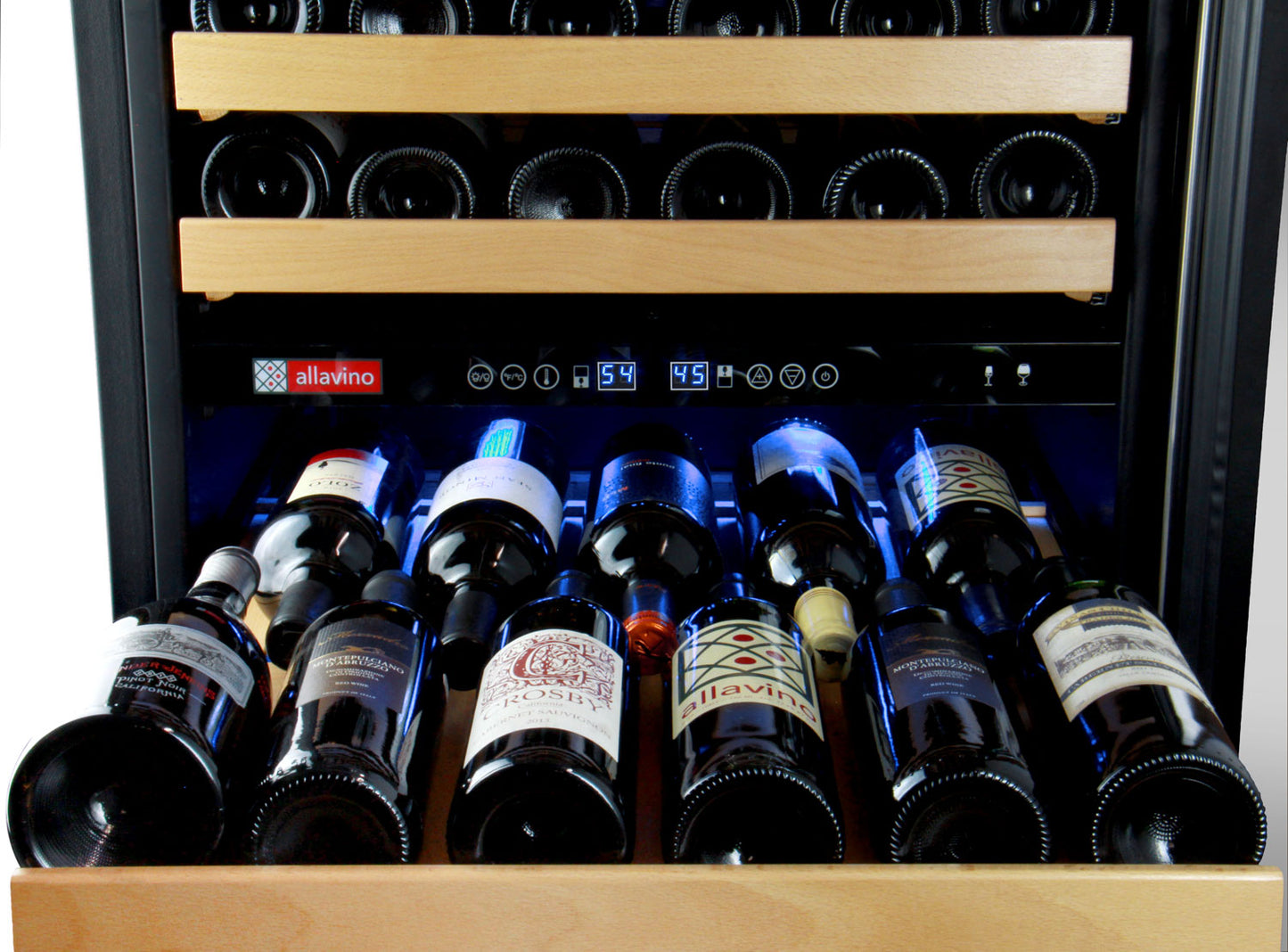 24" Wide FlexCount II Tru-Vino 172 Bottle Dual Zone Stainless Steel Left Hinge Wine Refrigerator - AO YHWR172-2SL20, AO YHWR172-2SR20-Wine Coolers-The Wine Cooler Club