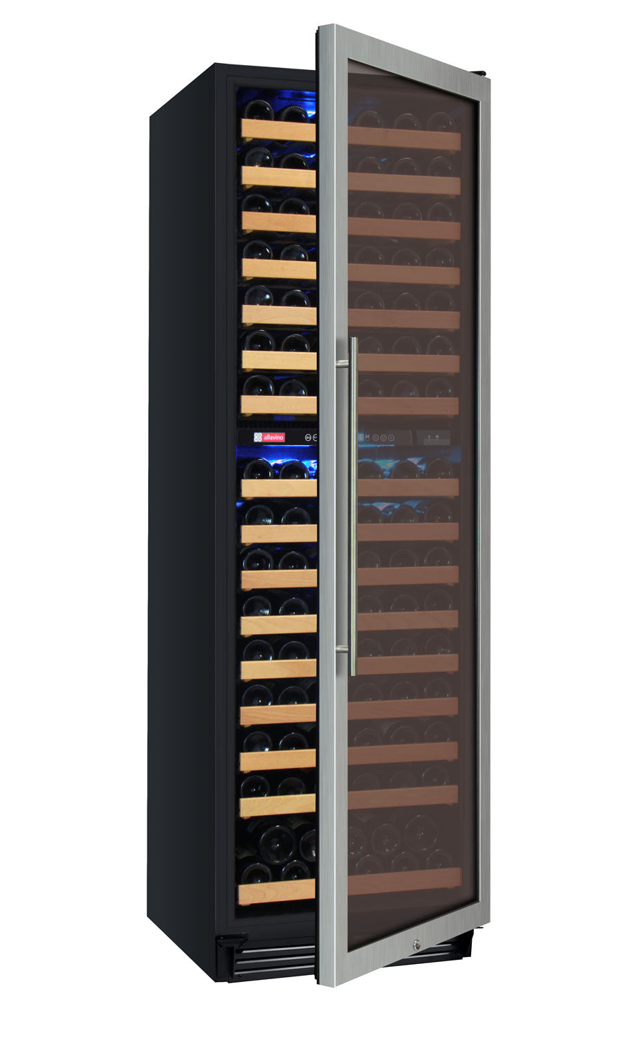 24" Wide FlexCount II Tru-Vino 172 Bottle Dual Zone Stainless Steel Left Hinge Wine Refrigerator - AO YHWR172-2SL20, AO YHWR172-2SR20-Wine Coolers-The Wine Cooler Club