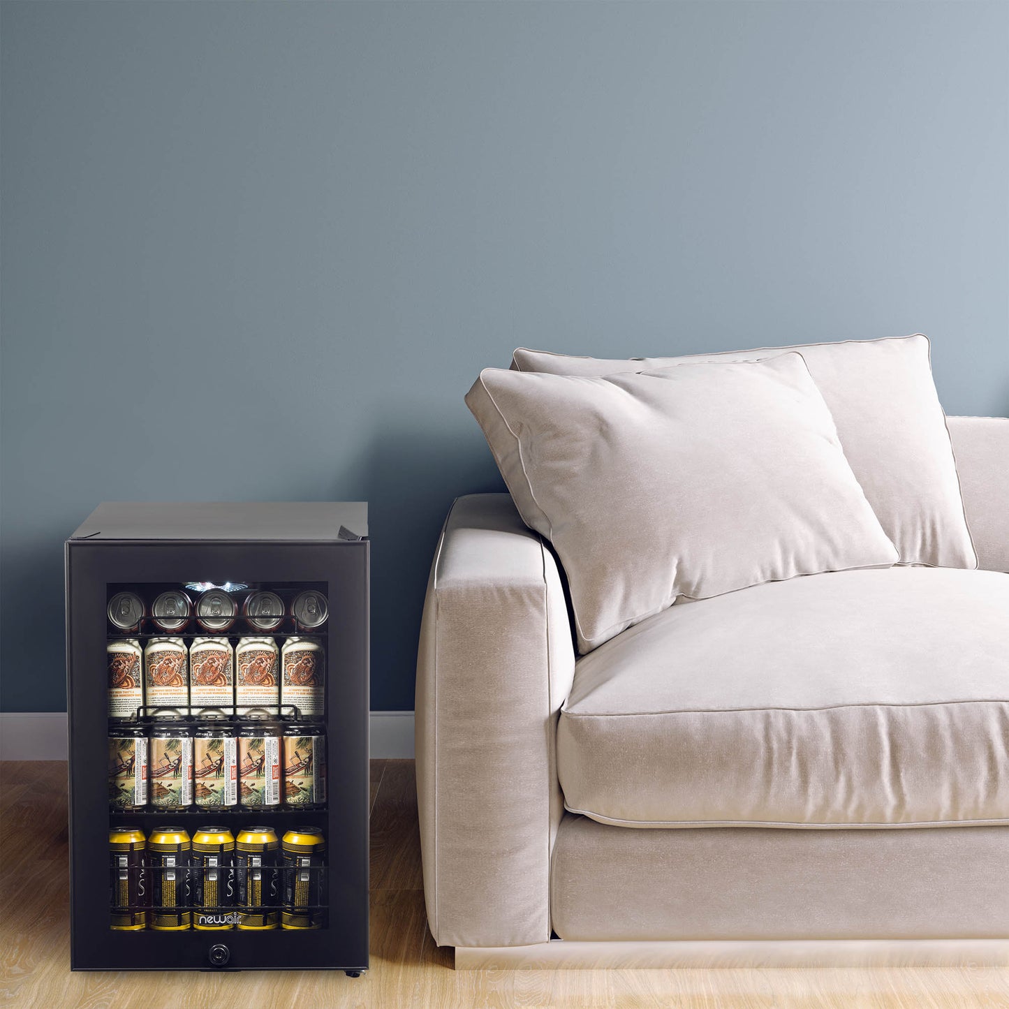 Newair 90 Can Freestanding Beverage Fridge in Onyx Black, with Adjustable Shelves and Lock AB-850B-Beverage Fridges-The Wine Cooler Club
