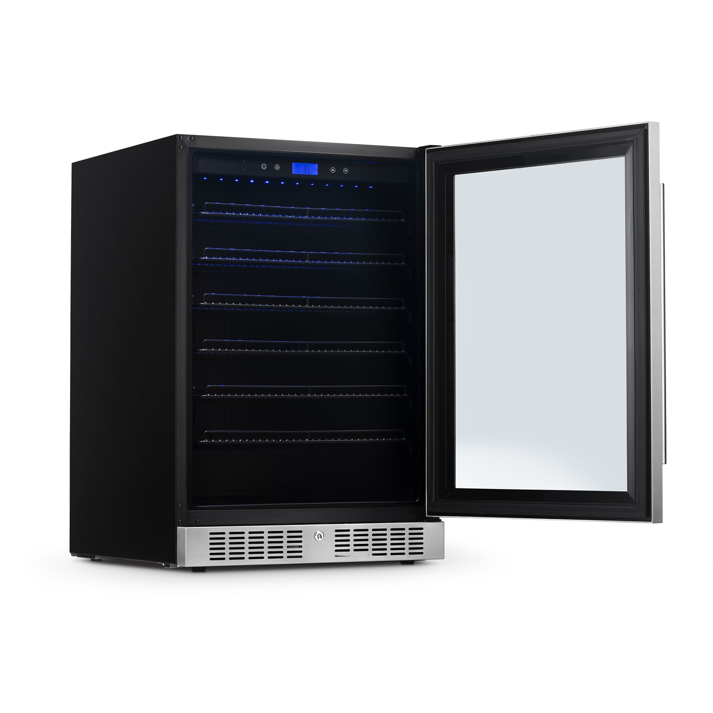 Newair 24” Built-in Premium 224 Can Beverage Fridge with Color Changing LED Lights NBC224SS00-Beverage Fridges-The Wine Cooler Club