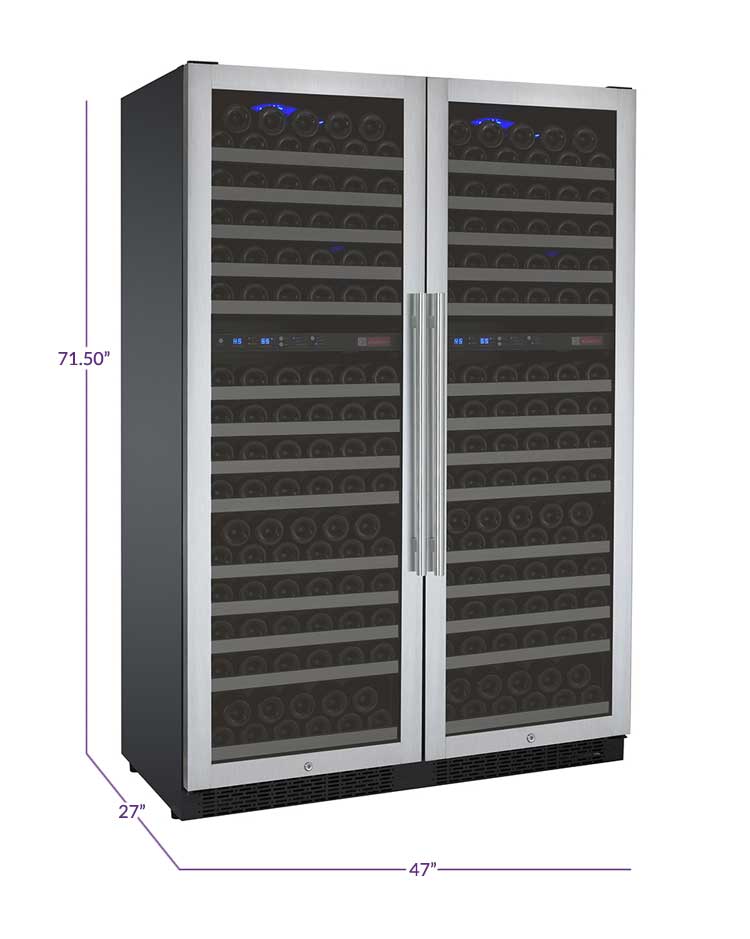 47" Wide FlexCount II Tru-Vino 344 Bottle Four-Zone Stainless Steel Side-by-Side Wine Refrigerator - BF 2X-VSWR172-2S20-Wine Coolers-The Wine Cooler Club