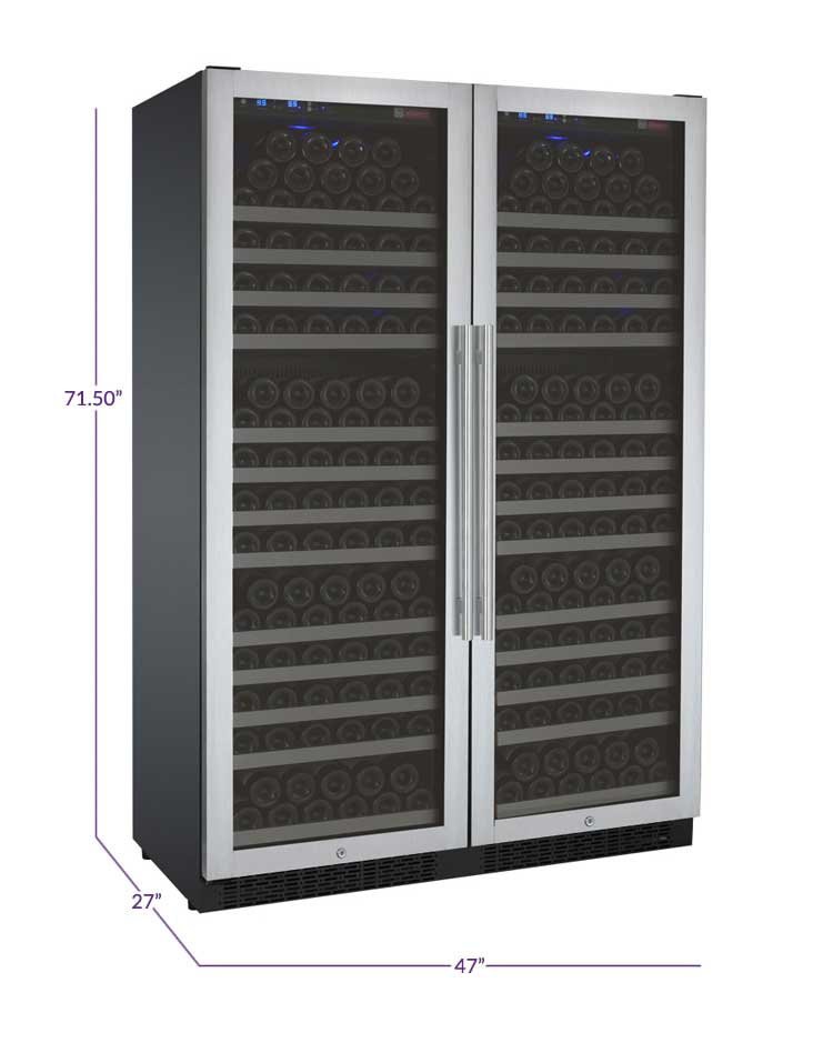 47" Wide FlexCount II Tru-Vino 354 Bottle Dual Zone Stainless Steel Side-by-Side Wine Refrigerator - BF 2X-VSWR177-1S20-Wine Coolers-The Wine Cooler Club