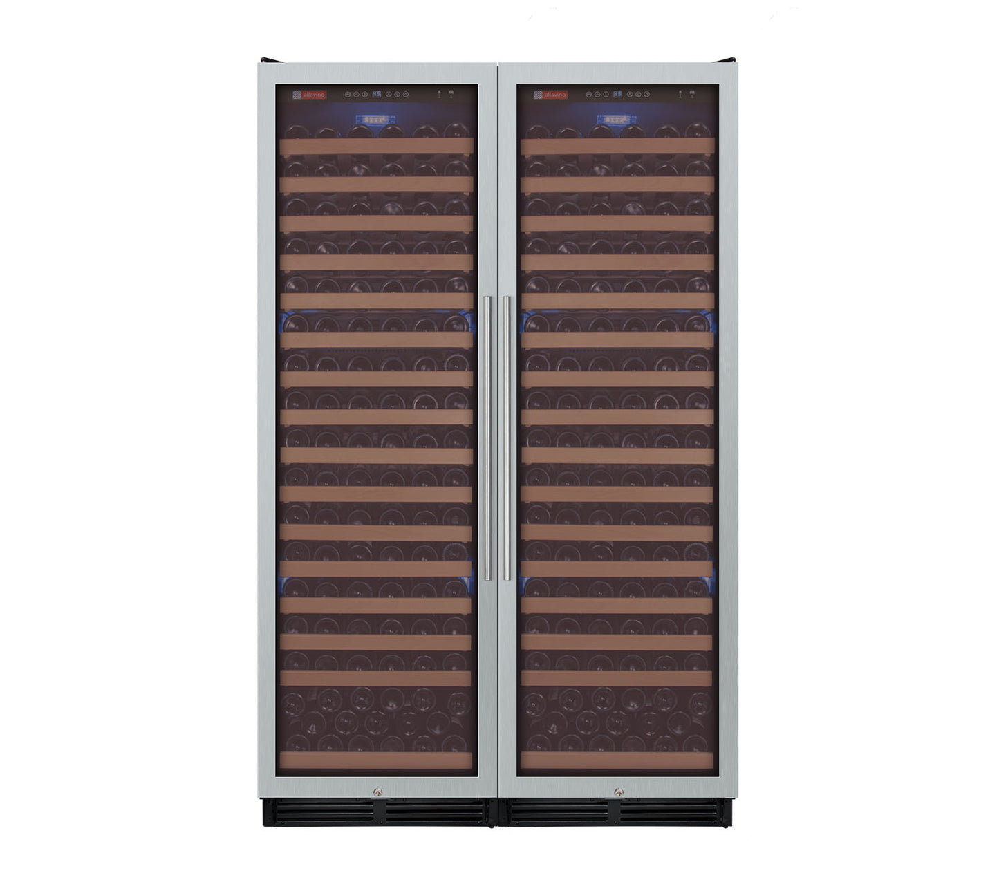 48" Wide FlexCount Classic II Tru-Vino 348 Bottle Dual Zone Stainless Steel Side-by-Side Wine Refrigerator - BF 2X-YHWR174-1S20-Wine Coolers-The Wine Cooler Club