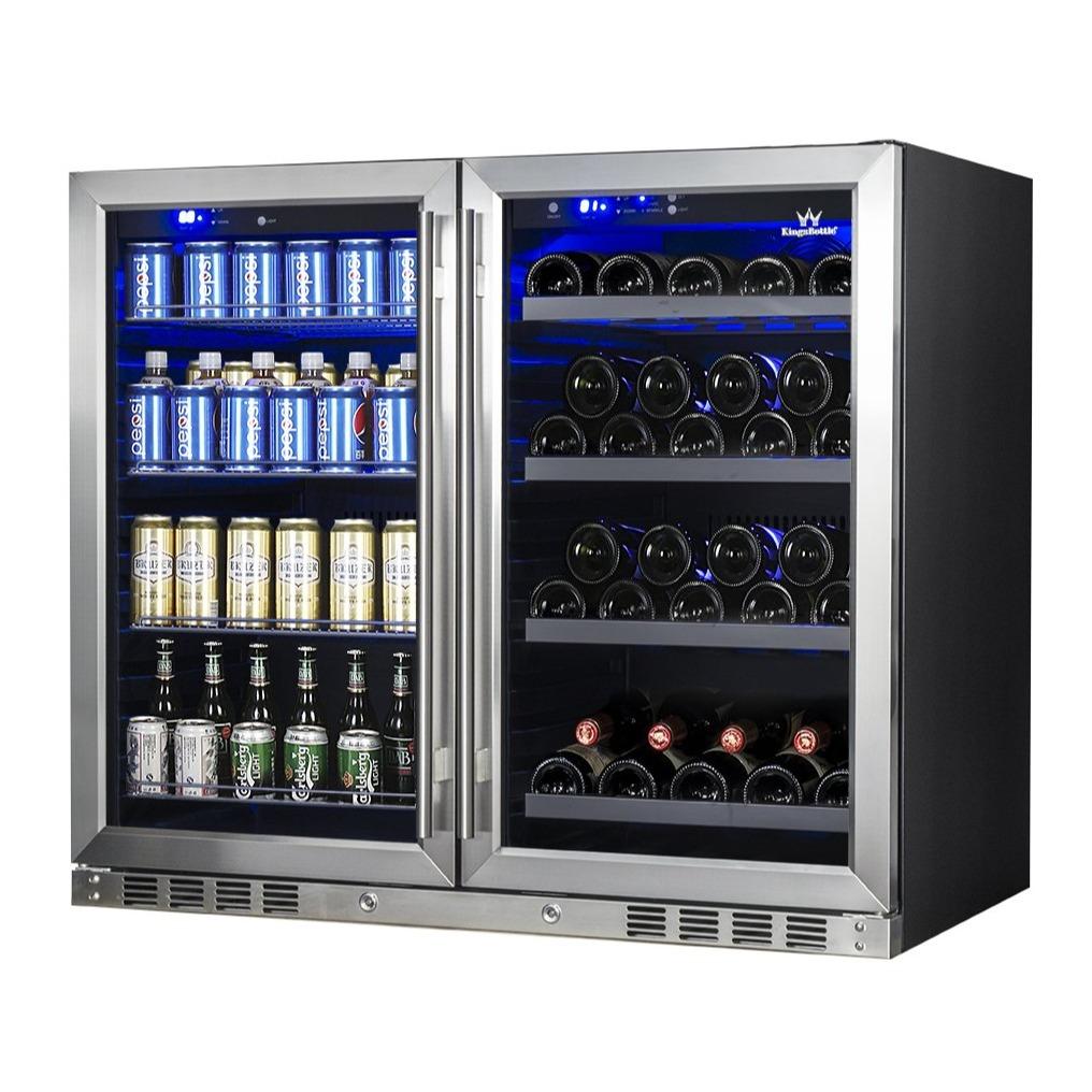 Kingsbottle 39 Inch Under Counter Wine And Beer Fridge Combo KBU28LRX-Refrigerators-The Wine Cooler Club