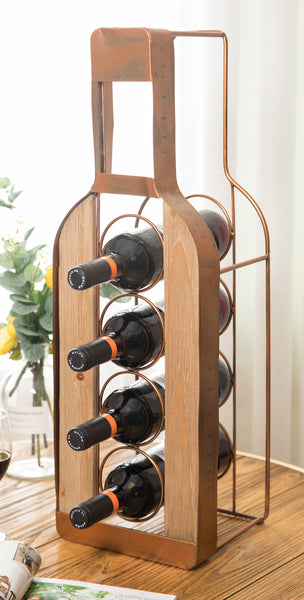 Vintage Decorative Metal Bottle Shaped Freestanding 4 Wine Bottle Holder QI003565-Wine Bottle Holders-The Wine Cooler Club