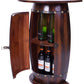 Rustic Lockable Barrel Shaped Wine Bar Cabinet Wooden End Table QI003605L-Wine Bottle Holders-The Wine Cooler Club