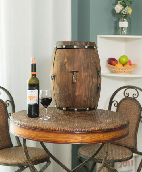 Wooden Barrel Shaped Vintage Decorative Wine Storage Rack QI003659-Wine Bottle Holders-The Wine Cooler Club