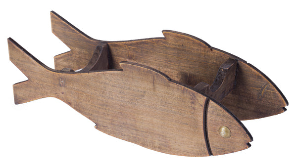 Wooden Fish Shaped Vintage Decorative Single Bottle Wine Holder QI003660-Wine Bottle Holders-The Wine Cooler Club
