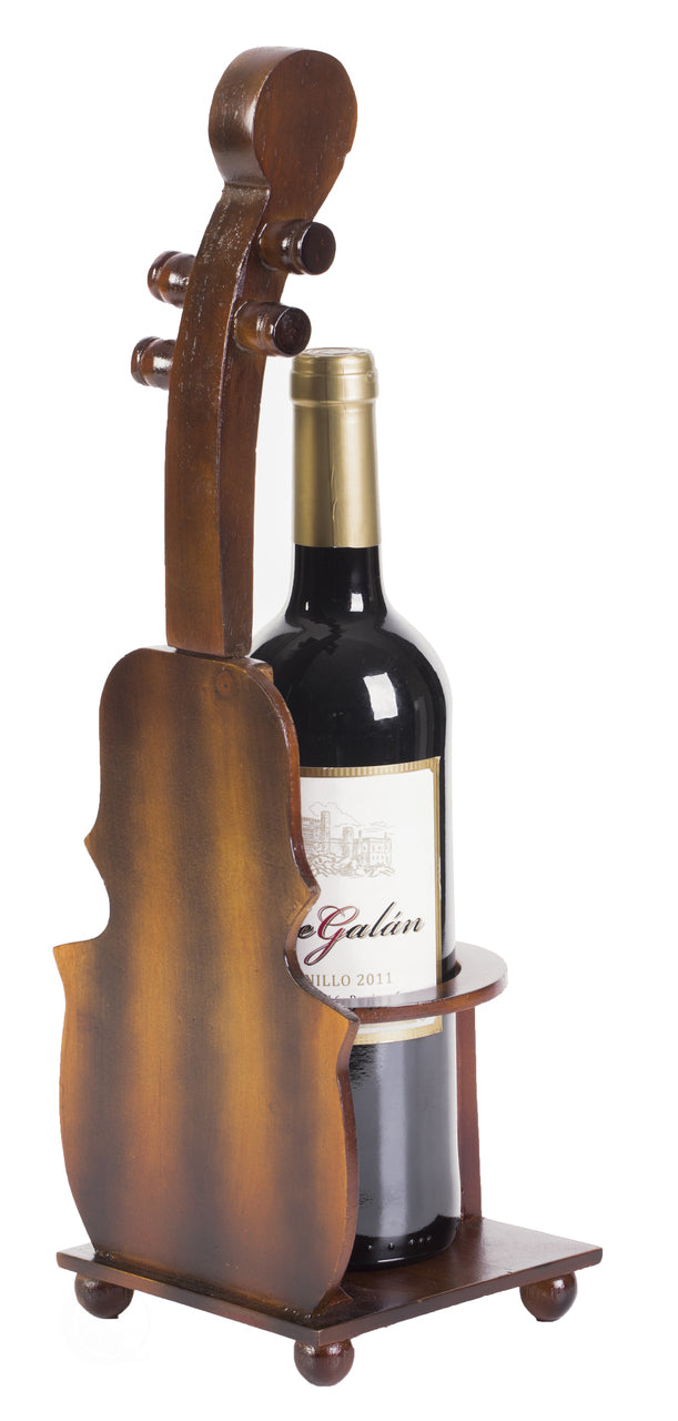 Brown Violin Cello Shaped Vintage Decorative Single Bottle Wine Holder QI003664-Wine Bottle Holders-The Wine Cooler Club