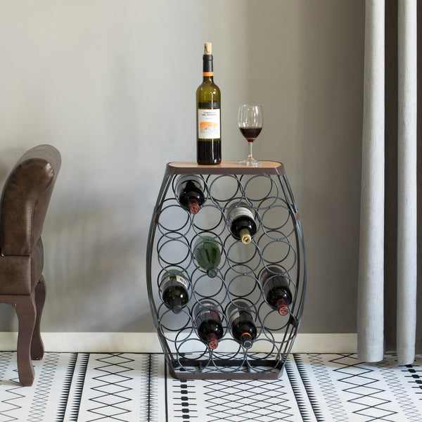 Barrel Shaped 22 Bottles Decorative Table Wine Rack Storage QI003805-Wine Bottle Holders-The Wine Cooler Club