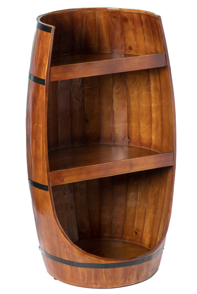 Rustic Wooden Wine Barrel Display Shelf Storage Stand QI003764-Wine Racks-The Wine Cooler Club