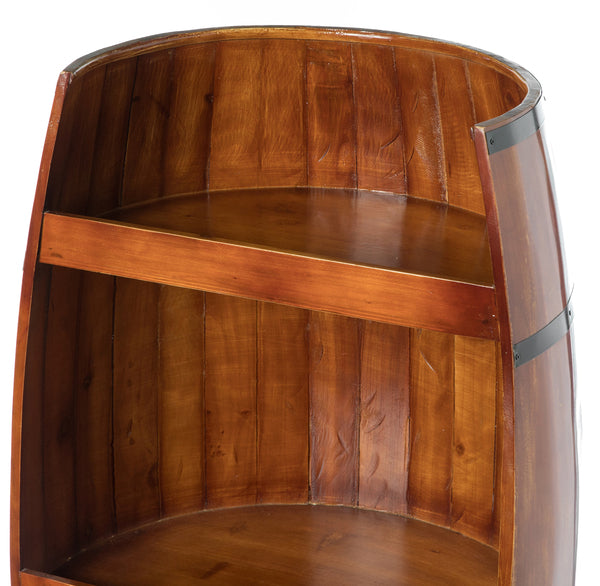 Rustic Wooden Wine Barrel Display Shelf Storage Stand QI003764-Wine Racks-The Wine Cooler Club