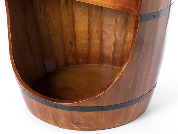 Rustic Wooden Wine Barrel Display Shelf Storage Stand QI003764-Wine Racks-The Wine Cooler Club