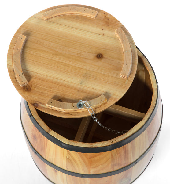 Wine Barrel 4 Sectional Crate With Removable Head Lid QI003766-Wine Bottle Holders-The Wine Cooler Club