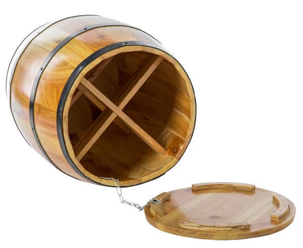 Wine Barrel 4 Sectional Crate With Removable Head Lid QI003766-Wine Bottle Holders-The Wine Cooler Club