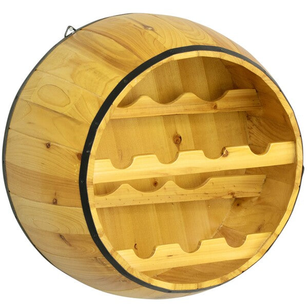 Wooden Hanging Wine Barrel Wine Rack QI003949-Wine Bottle Holders-The Wine Cooler Club