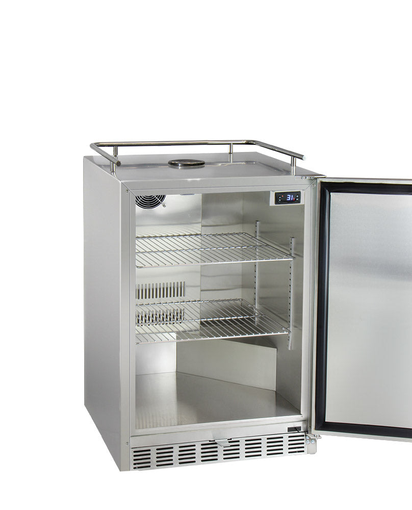 24" Wide Dual Tap All Stainless Steel Outdoor Built-In Right Hinge Kegerator with Kit-Kegerators-The Wine Cooler Club