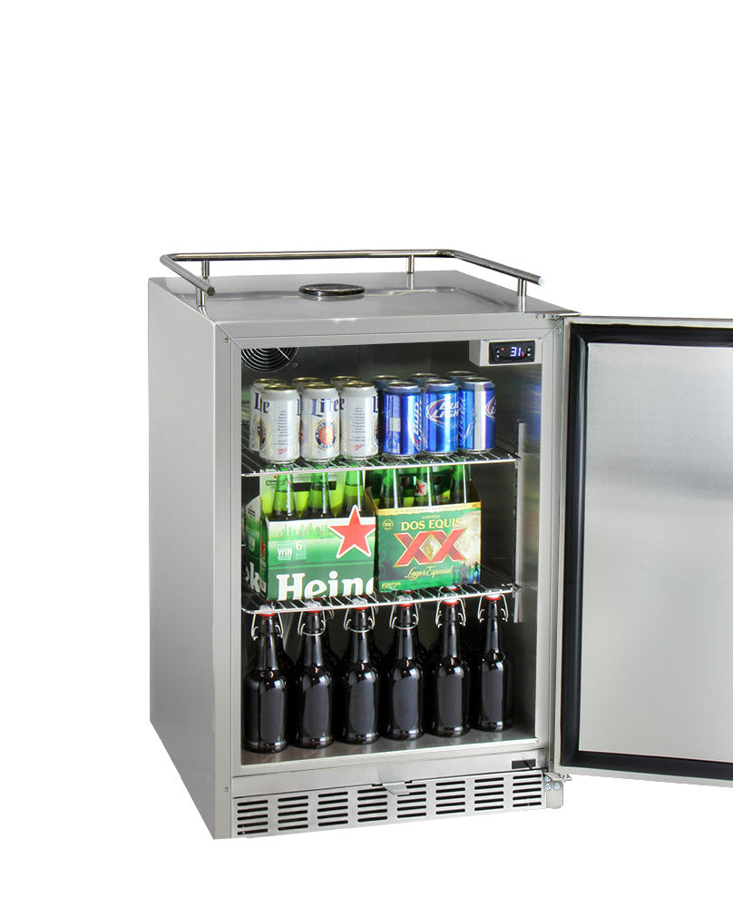 24" Wide Dual Tap All Stainless Steel Outdoor Built-In Right Hinge Kegerator with Kit-Kegerators-The Wine Cooler Club