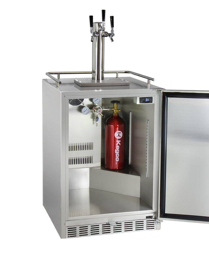 24" Wide Triple Tap All Stainless Steel Outdoor Built-In Right Hinge Kegerator with Kit-Kegerators-The Wine Cooler Club