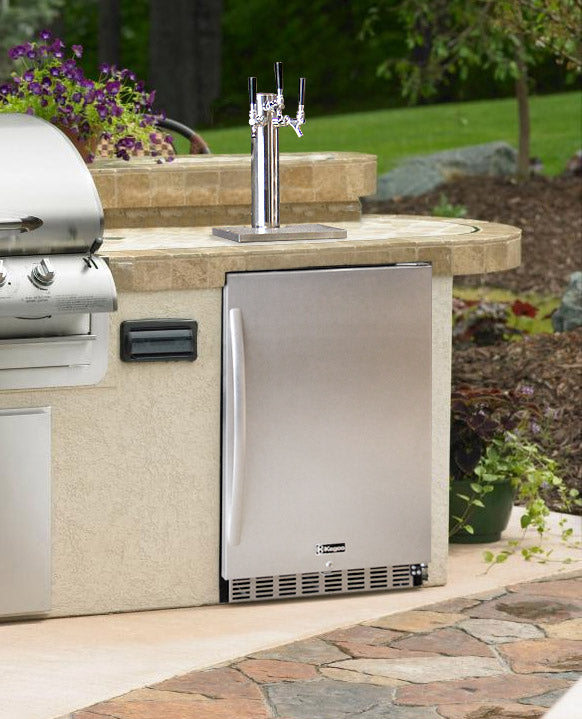 24" Wide Dual Tap All Stainless Steel Outdoor Built-In Right Hinge Kegerator with Kit-Kegerators-The Wine Cooler Club