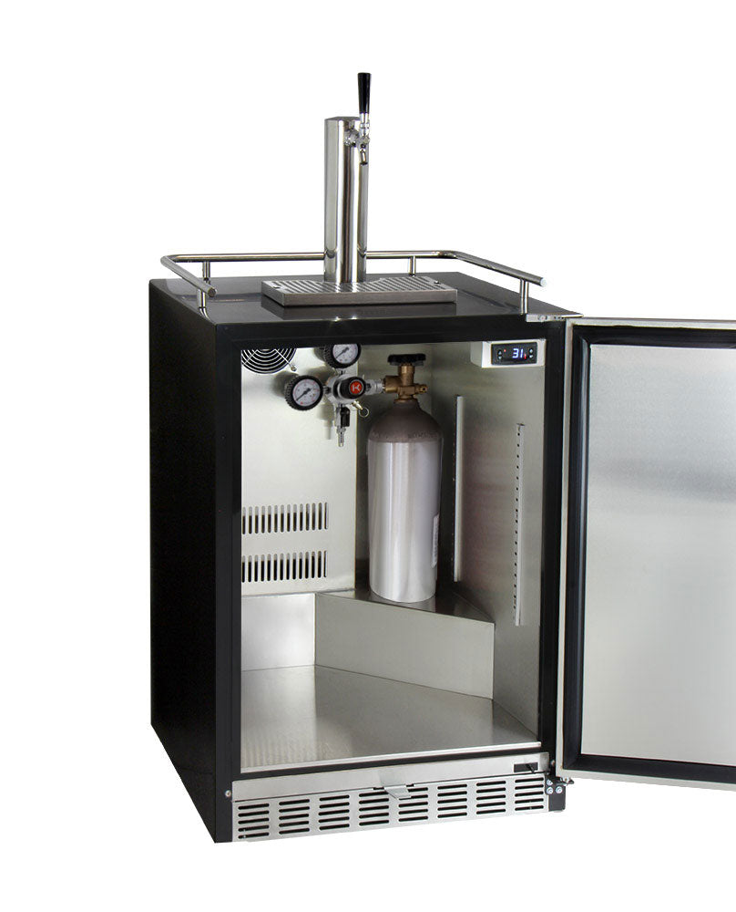 24" Wide Kombucha Single Tap Black Commercial Built-In Right Hinge Kegerator-Kegerators-The Wine Cooler Club