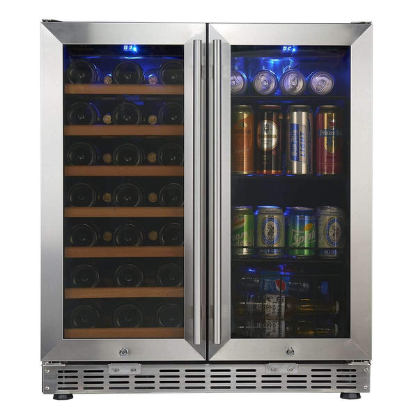 Kingsbottle 30 Under Counter Low-E Glass Door Wine and Beer Cooler Combo KBUSF66BW-SS-Wine Coolers-The Wine Cooler Club