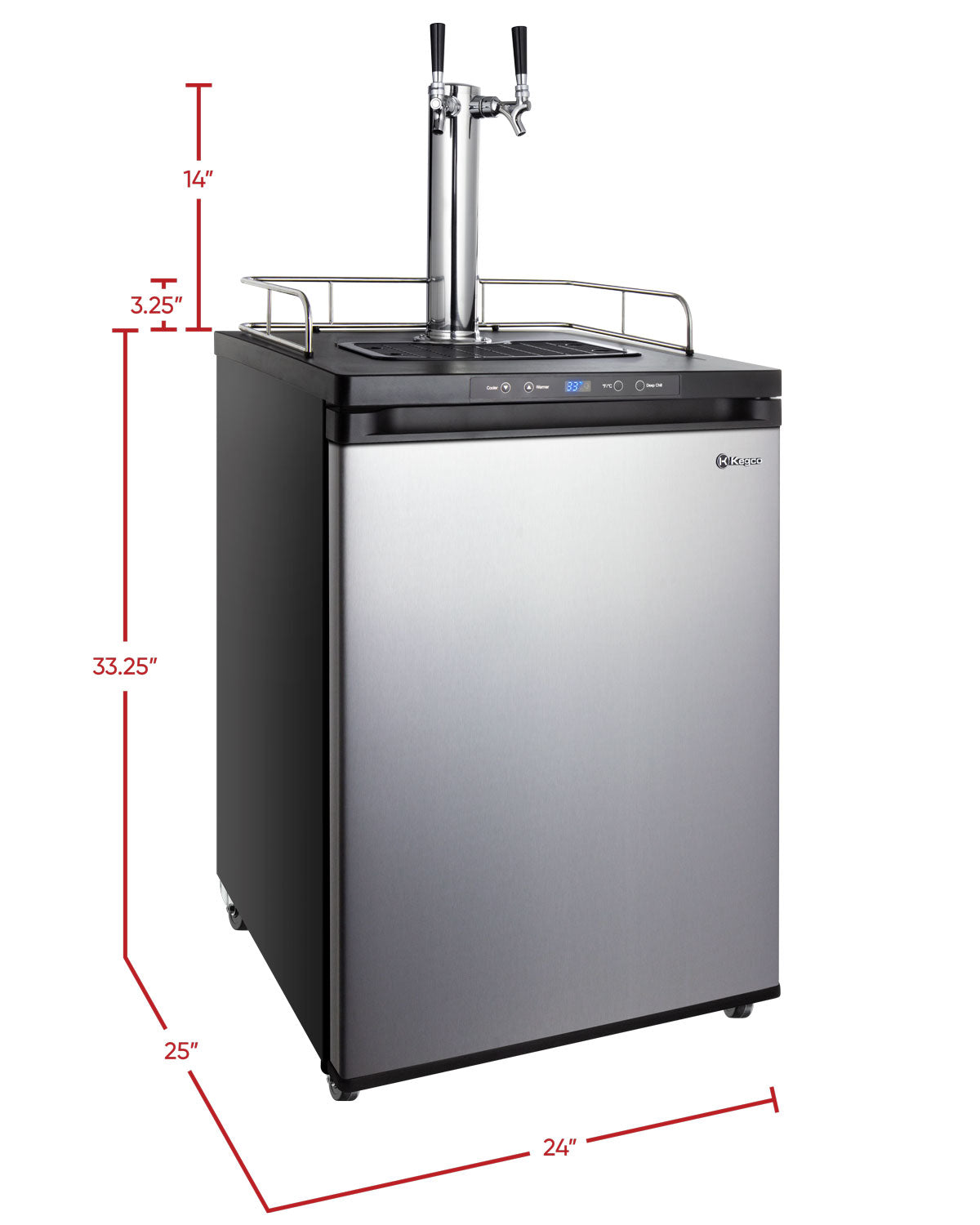 24" Wide Homebrew Dual Tap Stainless Steel Digital Kegerator-Kegerators-The Wine Cooler Club