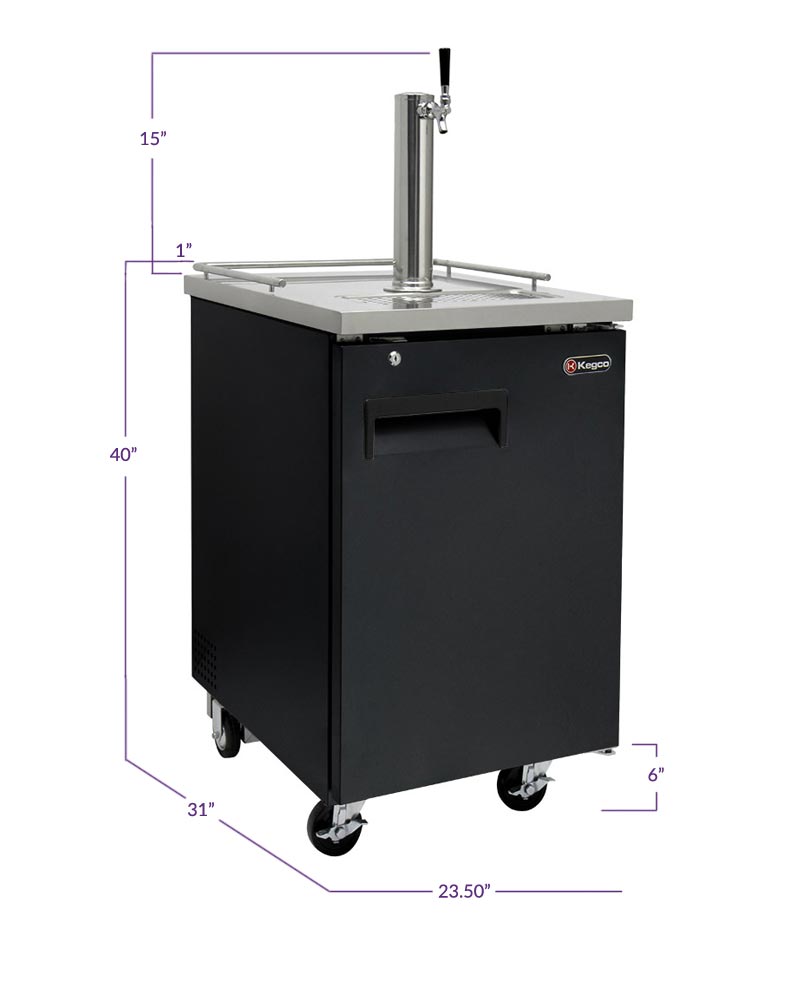 24" Wide Kombucha Single Tap Black Commercial Kegerator-Kegerators-The Wine Cooler Club