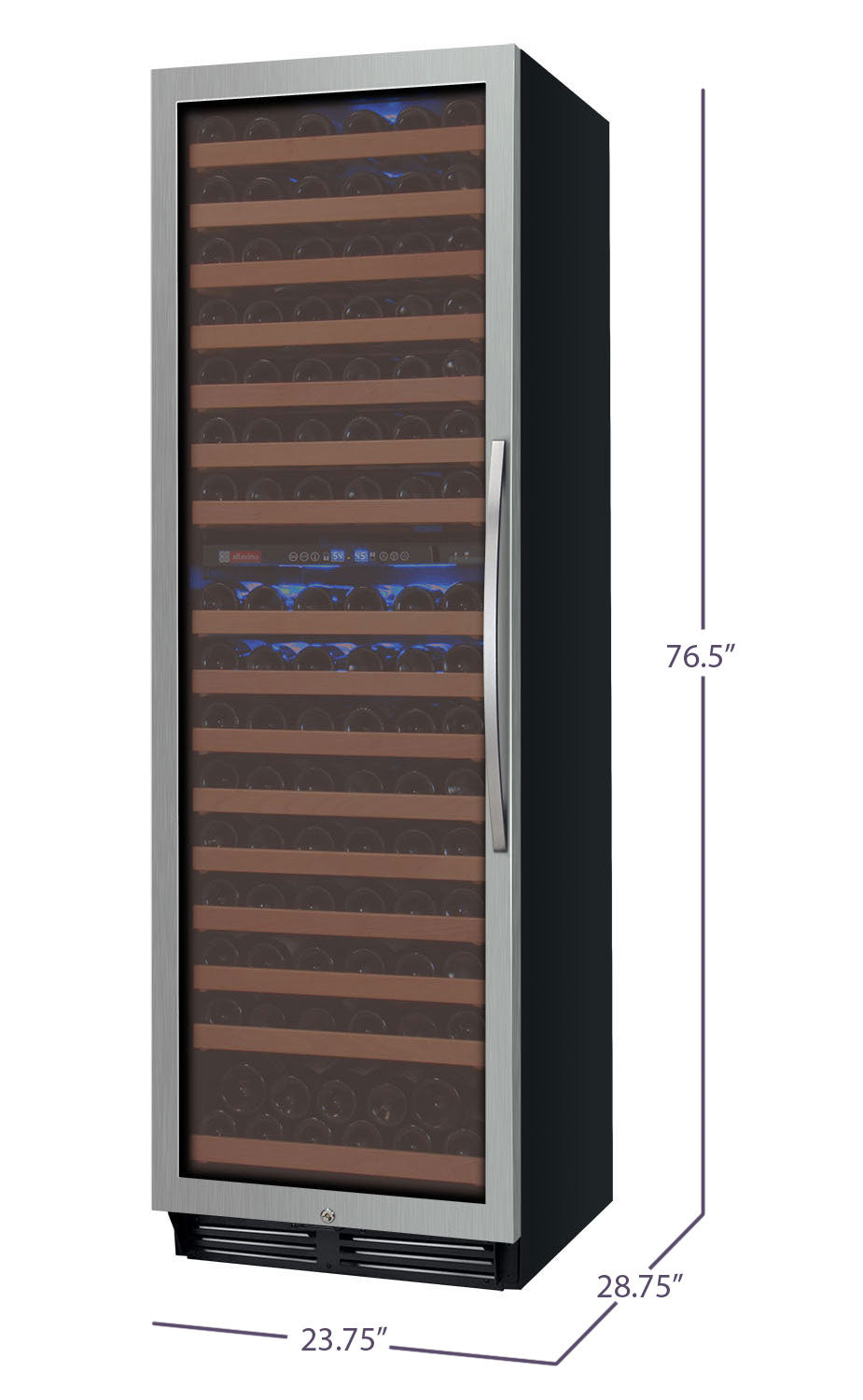 24" Wide FlexCount II Tru-Vino 172 Bottle Dual Zone Stainless Steel Left Hinge Wine Refrigerator - AO YHWR172-2SL20, AO YHWR172-2SR20-Wine Coolers-The Wine Cooler Club
