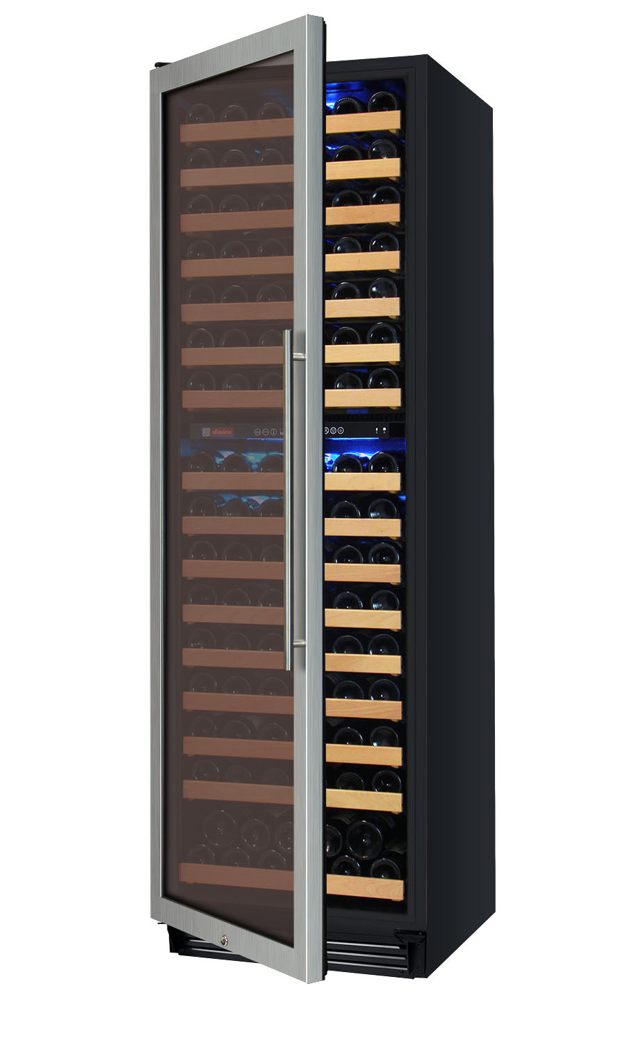24" Wide FlexCount II Tru-Vino 172 Bottle Dual Zone Stainless Steel Left Hinge Wine Refrigerator - AO YHWR172-2SL20, AO YHWR172-2SR20-Wine Coolers-The Wine Cooler Club
