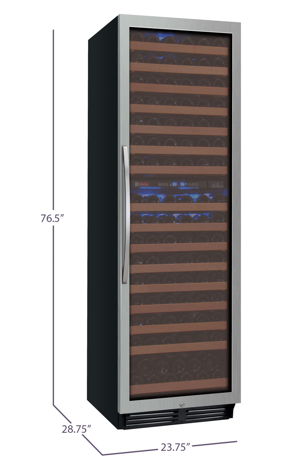 24" Wide FlexCount II Tru-Vino 172 Bottle Dual Zone Stainless Steel Left Hinge Wine Refrigerator - AO YHWR172-2SL20, AO YHWR172-2SR20-Wine Coolers-The Wine Cooler Club