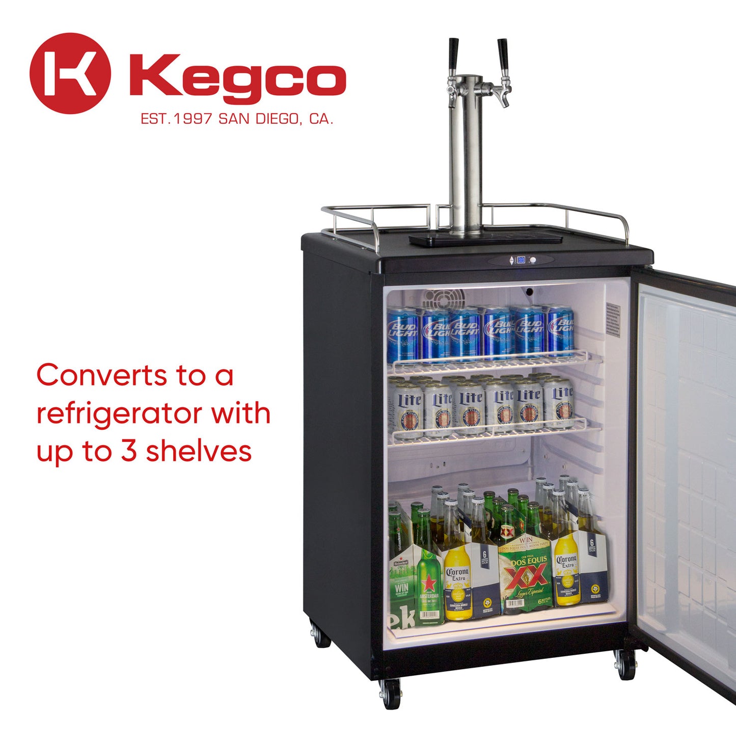 24" Wide Dual Tap Black Commercial/Residential Digital Kegerator-Kegerators-The Wine Cooler Club