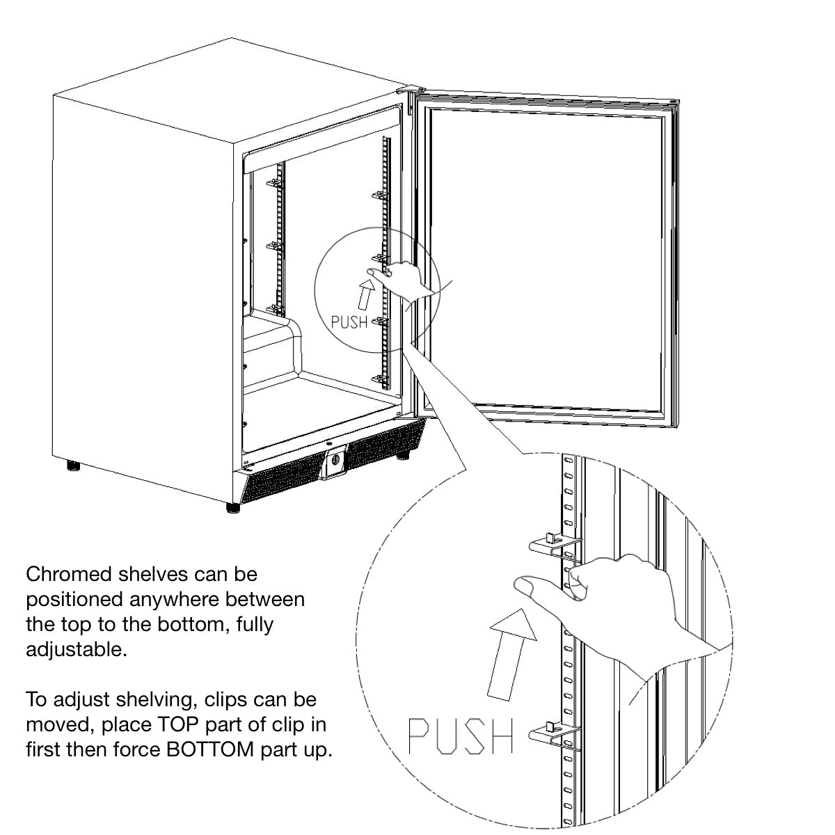 Kingsbottle 72" Large Beverage Refrigerator With Clear Glass Door KBU170BX-FG, LHH-Wine Coolers-The Wine Cooler Club