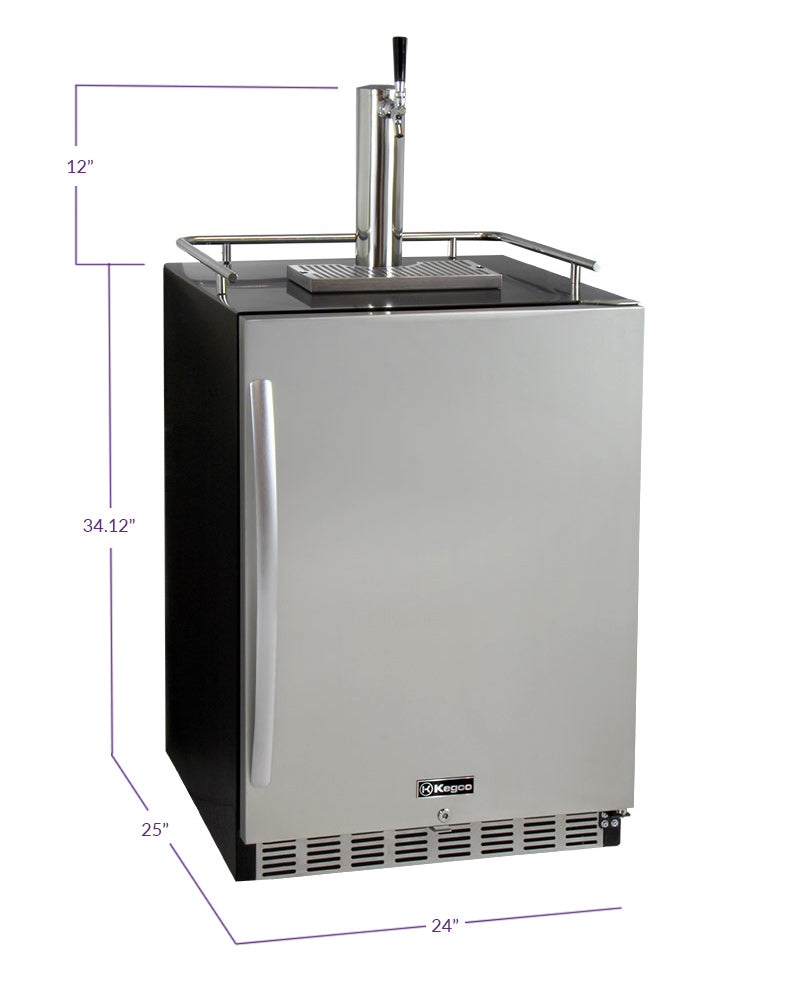 24" Wide Kombucha Single Tap Black Commercial Built-In Right Hinge Kegerator-Kegerators-The Wine Cooler Club