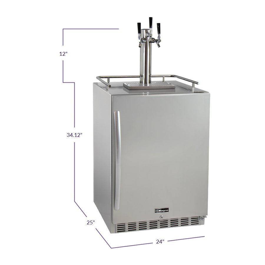 24" Wide Triple Tap All Stainless Steel Outdoor Built-In Right Hinge Kegerator with Kit-Kegerators-The Wine Cooler Club
