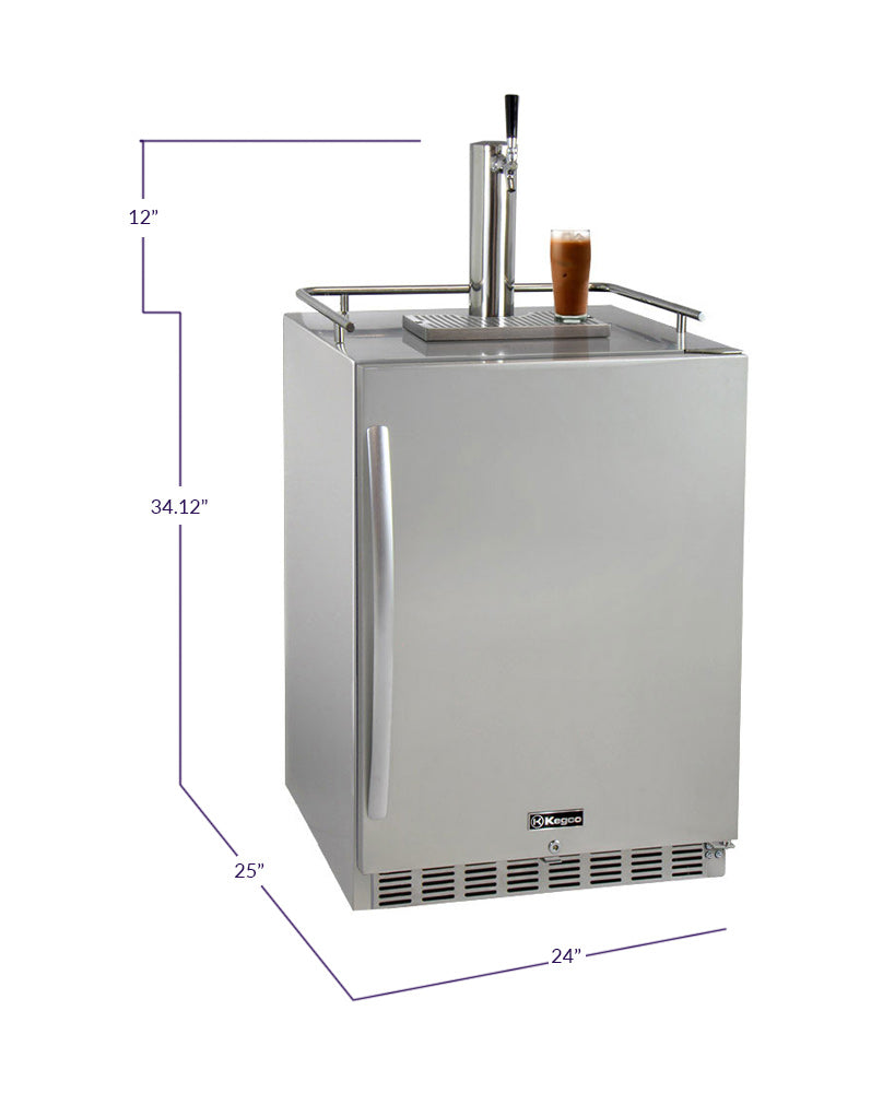 24" Wide Cold Brew Coffee Single Tap All Stainless Steel Outdoor Built-In Right Hinge Kegerator-Kegerators-The Wine Cooler Club