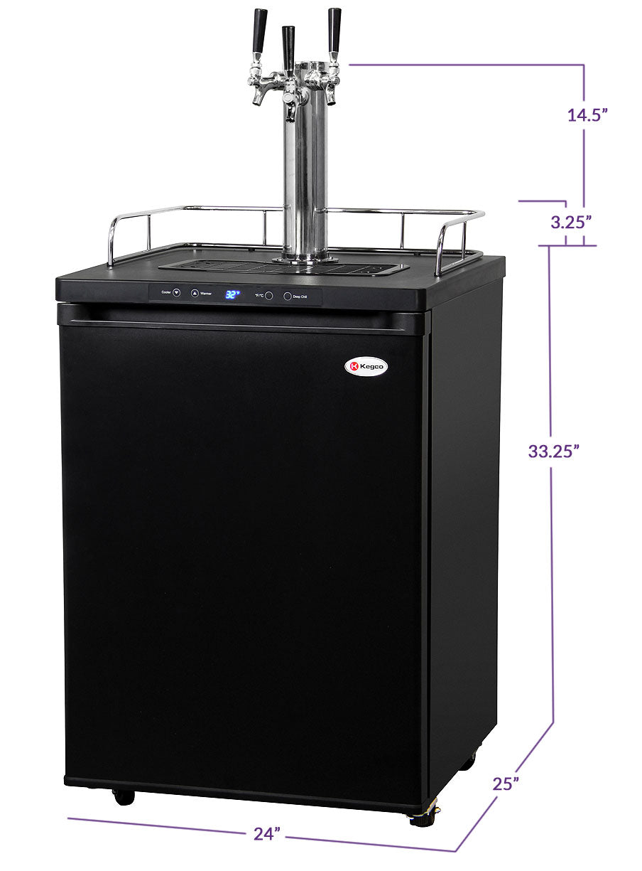 24" Wide Triple Tap Black Digital Kegerator-Kegerators-The Wine Cooler Club