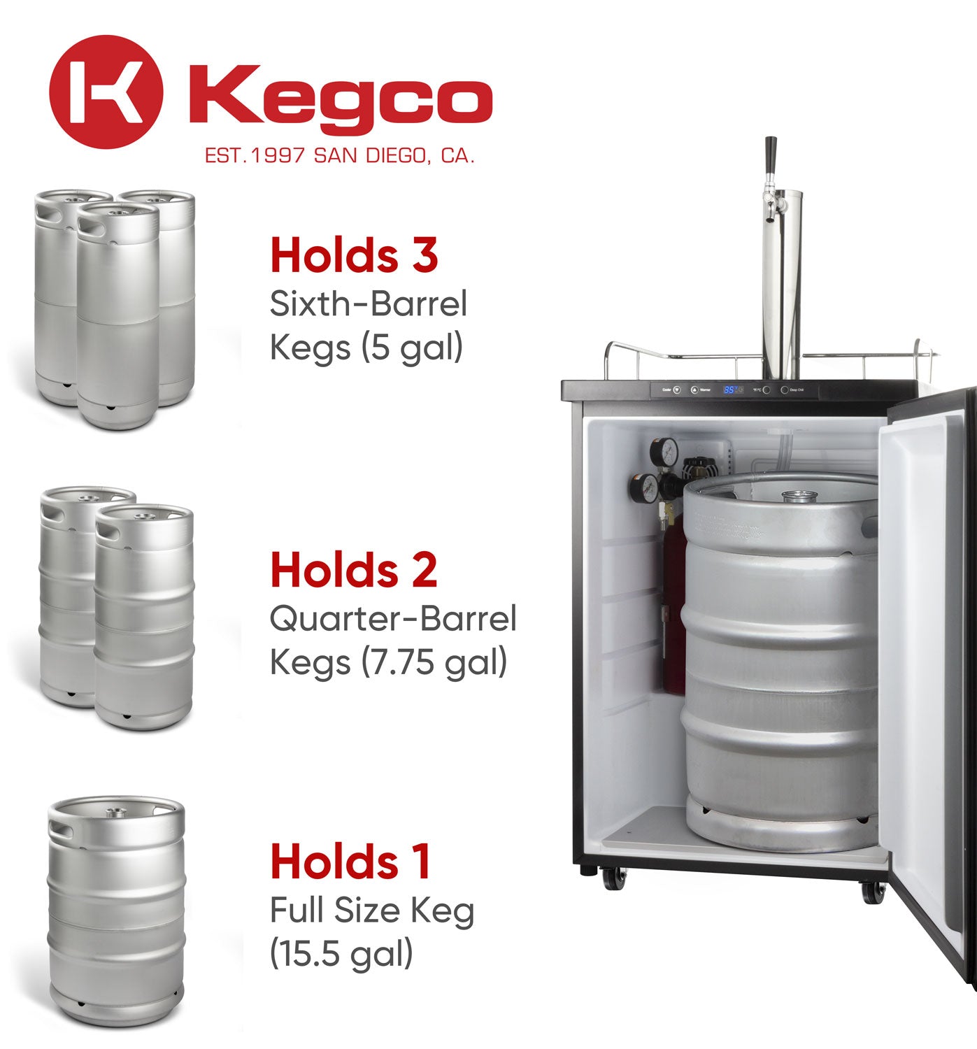 24" Wide Kombucha Single Tap Black Kegerator-Kegerators-The Wine Cooler Club