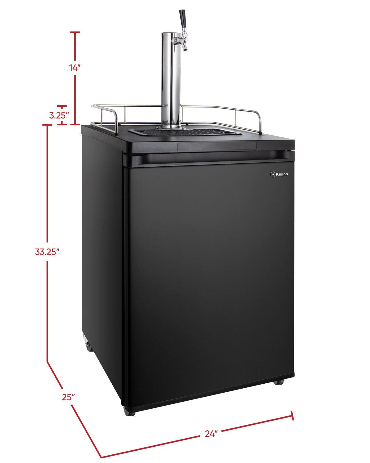 24" Wide Cold Brew Coffee Single Tap Black Kegerator-Kegerators-The Wine Cooler Club