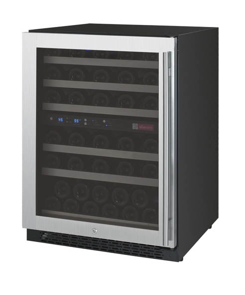 24 Wide FlexCount II Tru-Vino 56 Bottle Dual Zone Stainless Steel Left and Right Hinge Wine Refrigerator-Wine Coolers-The Wine Cooler Club