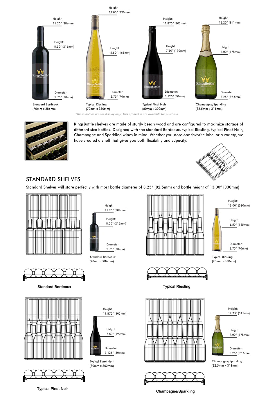 KingsBottle 100 Bottle Upright Dual Zone Wine Fridge For Home KBU100DX..
